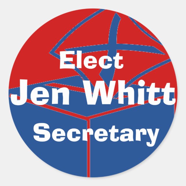 ballotbox, Jen Whitt, Secretary, Elect Classic Round Sticker (Front)