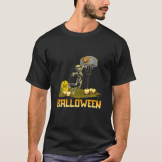 Balloween Skeleton Basketball Player Fan Skeleton T-Shirt