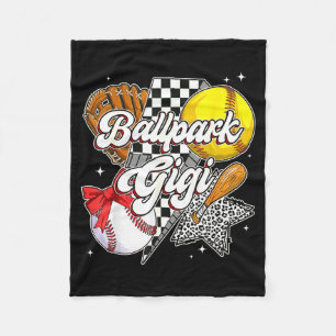 Ballpark gigi mum of both baseball softball mum fleece blanket