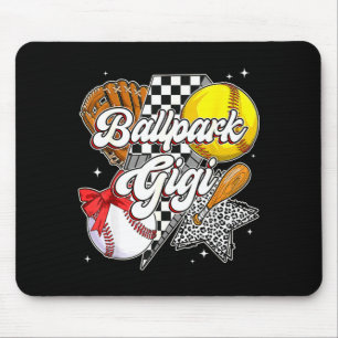 Ballpark gigi mum of both baseball softball mum mouse pad