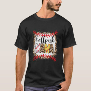 Ballpark Mama Ball Happy Mother s Day Leopard Blea T-Shirt