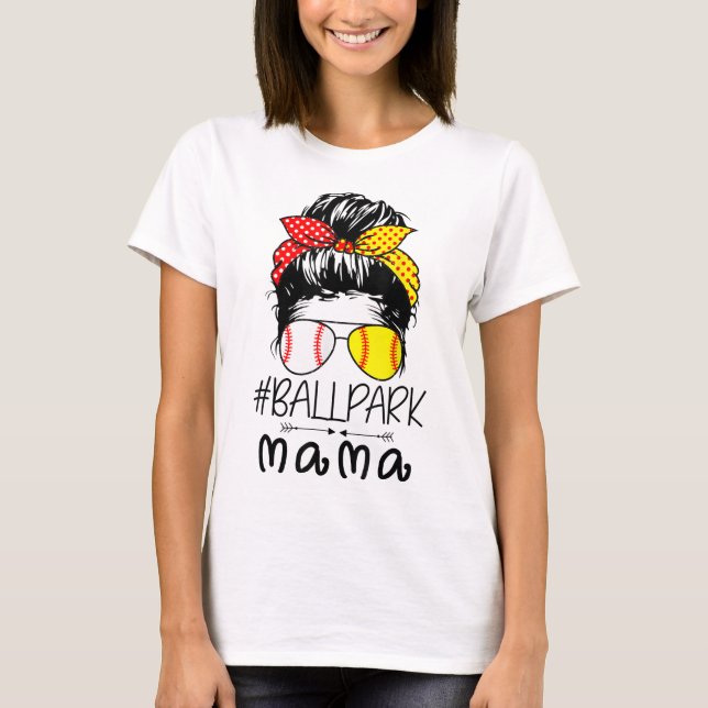 BallPark Mama Baseball Softball Mother's Day Mum M T-Shirt (Front)