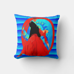 Ballroom Dance Couple On Blue Background Cushion