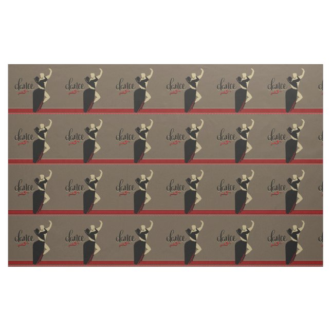 Ballroom Dance Couple Tan Black  9" Fabric (Yard)
