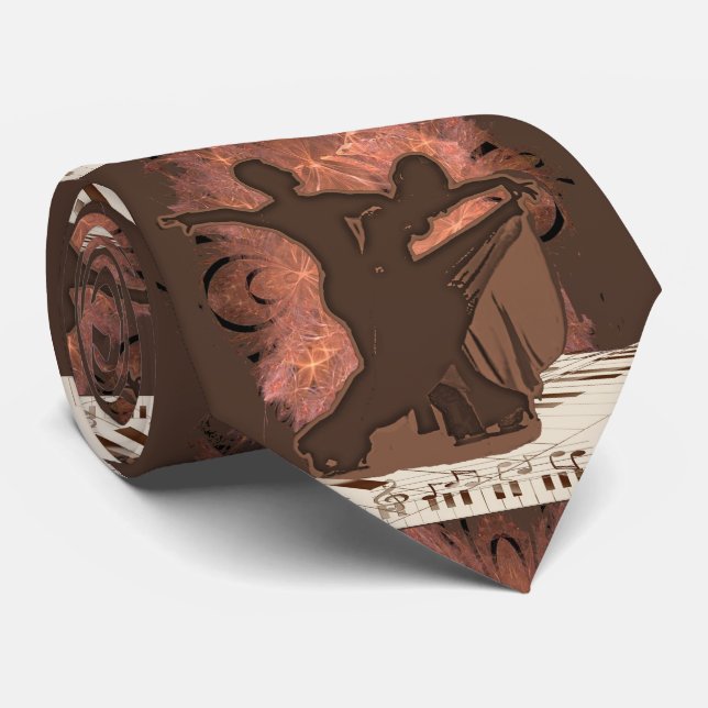 Ballroom Dance Waltz Couple on Piano Keys Music Tie (Rolled)