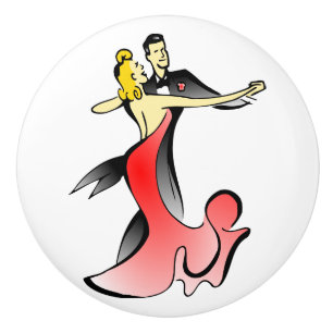 Ballroom Dancers dancing couple swing dance Ceramic Knob