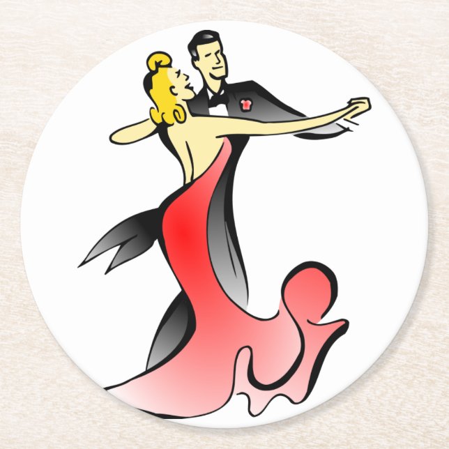 Ballroom Dancers dancing couple swing dance Round Paper Coaster (Front)