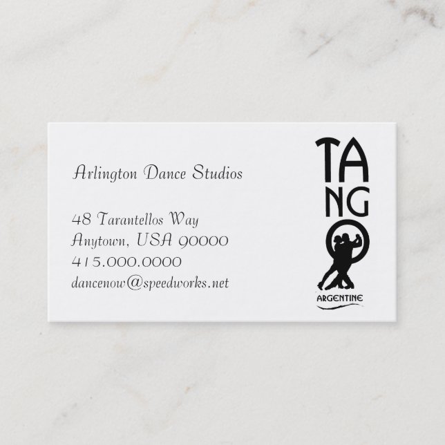 Ballroom Dancers Doing Tango Dance Instructor Business Card (Front)