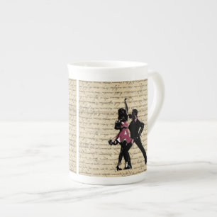 Ballroom dancers on vintage paper bone china mug