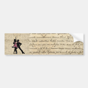 Ballroom dancers on vintage paper bumper sticker