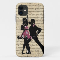 Ballroom dancers on vintage paper