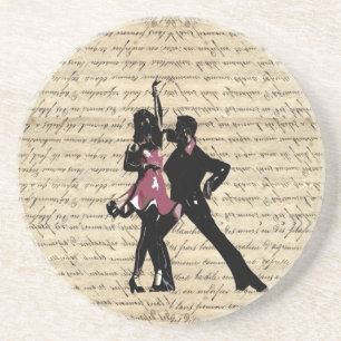Ballroom dancers on vintage paper coaster