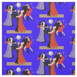 Ballroom Dancers Under Stars Disco Ball Fabric