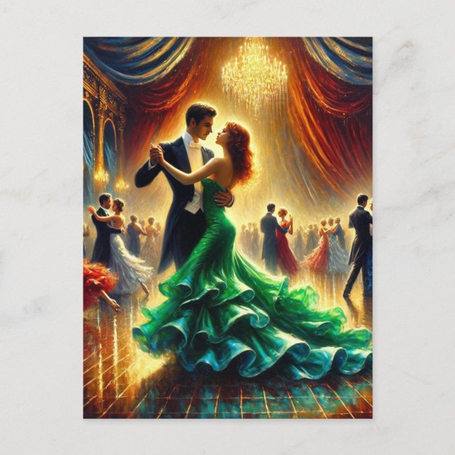 Ballroom Dancing Couple doing the Waltz Postcard (Front)