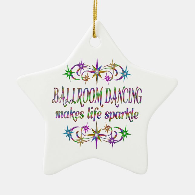 Ballroom Dancing Sparkles Ceramic Ornament (Front)
