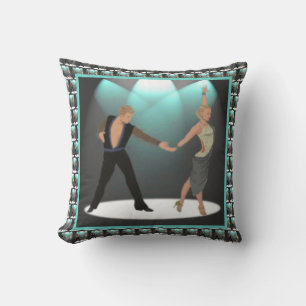 Ballroom Latin Dancers Couple With Spotlights Cushion