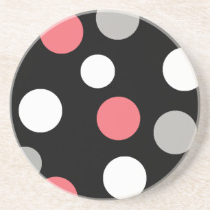 Balls Circles Pattern Grey White Coral Pink Coaster