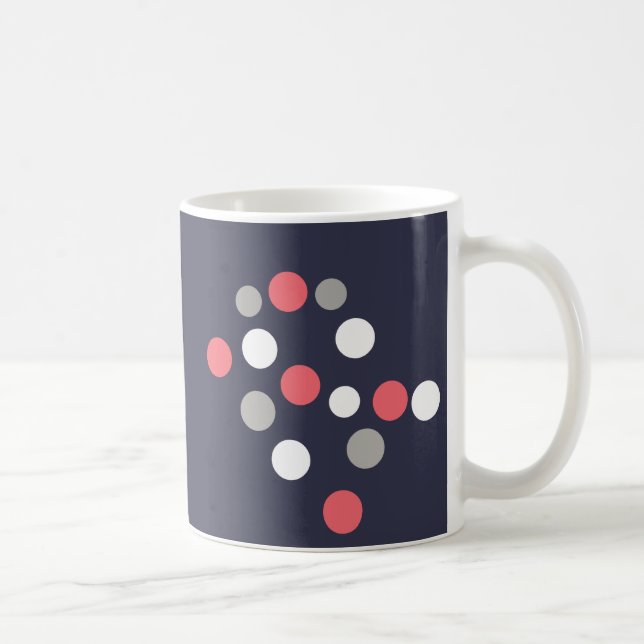 Balls Circles Pattern Grey White Coral Pink Coffee Mug (Right)