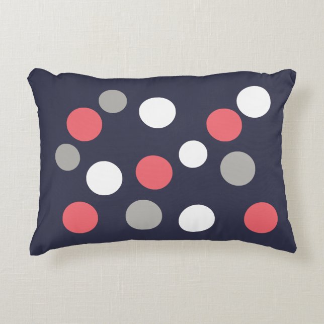 Balls Circles Pattern Grey White Coral Pink Decorative Cushion (Front)