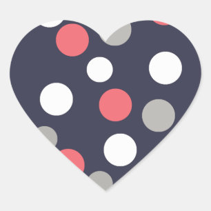 Balls Circles Pattern Grey White Coral Pink Heart Sticker