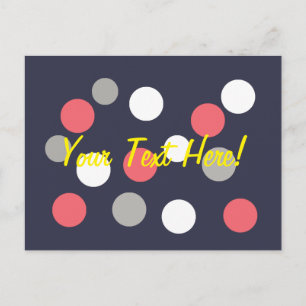 Balls Circles Pattern Grey White Coral Pink Postcard