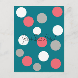 Balls Circles Pattern Grey White Coral Pink Postcard