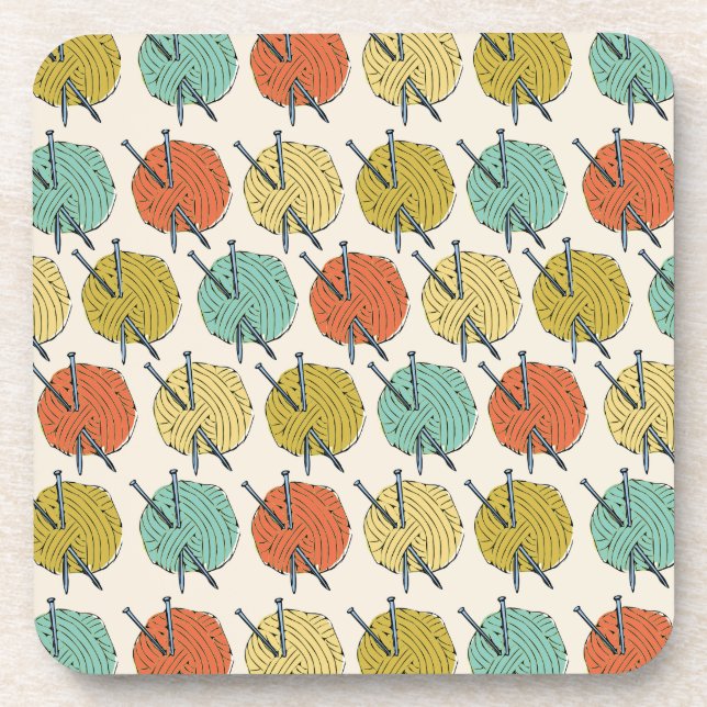 Balls of Wool Pattern Coaster (Front)