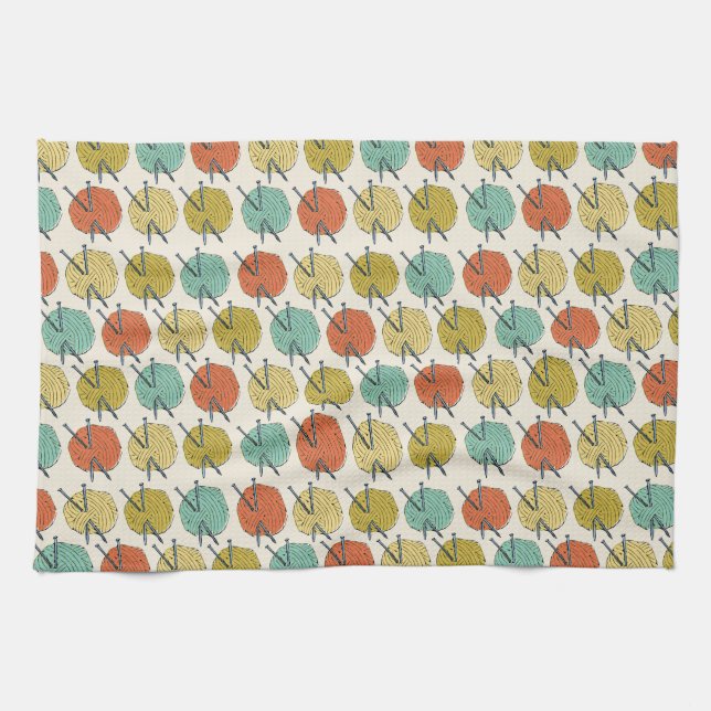 Balls of Wool Pattern Tea Towel (Horizontal)