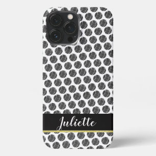 Balls of Yarn • Black & Gold Label + Your Text iPhone 13 Pro Max Case