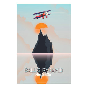 Balls Pyramid Australia vintage flight poster