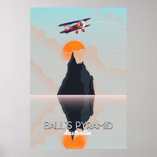 Balls Pyramid Australia vintage flight poster