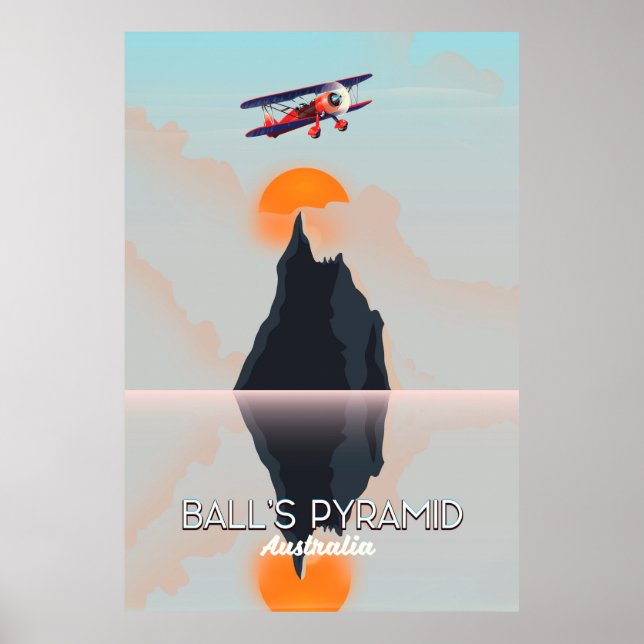 Balls Pyramid Australia vintage flight poster (Front)