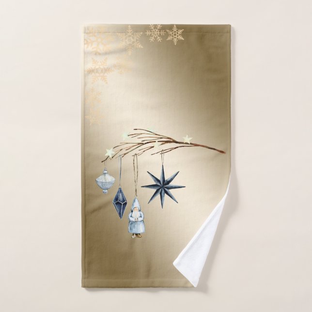  Balls,Santa Claus,Tree Branch Snowflakes  Bath Towel Set (Hand Towel)