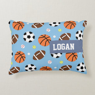 Balls Sports Themed Pattern Boys Room Decor Decorative Cushion