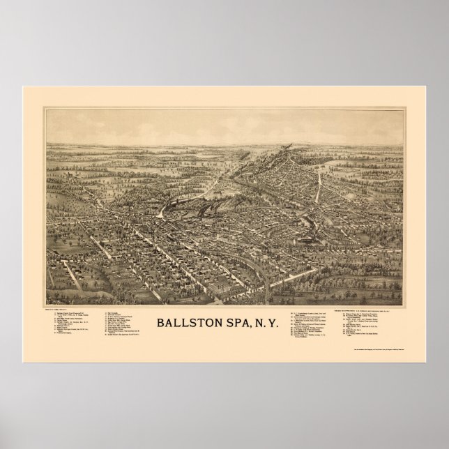 Ballston Spa, NY Panoramic Map - 1890 Poster (Front)