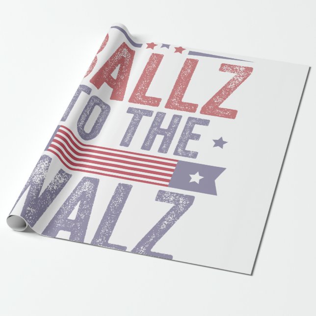 Ballz to the Walz Harris Waltz 2024 Election   Wrapping Paper (Unrolled)