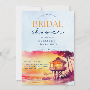 Balmy Days   Tropical Sunset Beach Bridal Shower Invitation