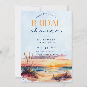 Balmy Days   Tropical Sunset Beach Bridal Shower Invitation