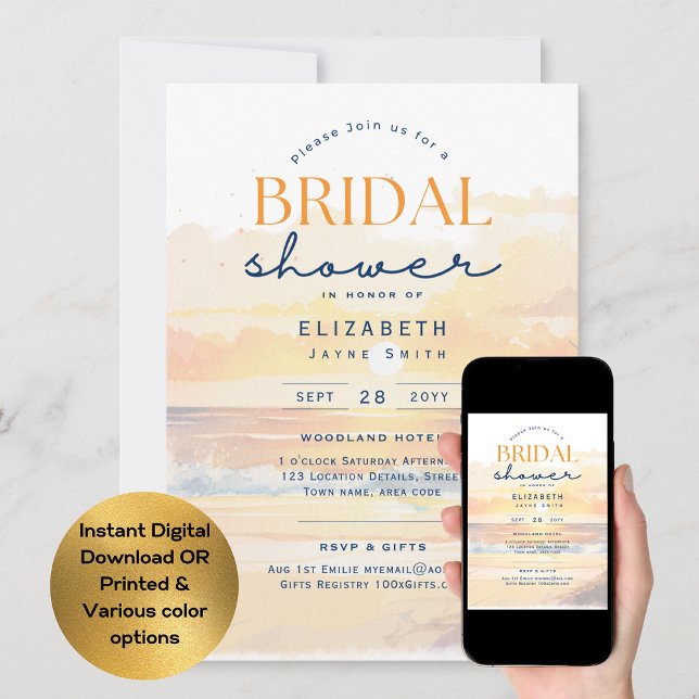 Balmy Days | Tropical Sunset Beach Bridal Shower Invitation (Creator Uploaded)