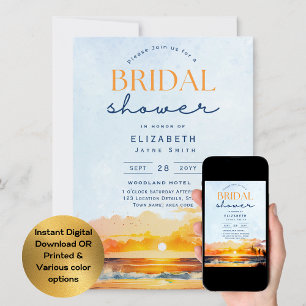 Balmy Days Tropical Sunset Beach Bridal Shower Invitation