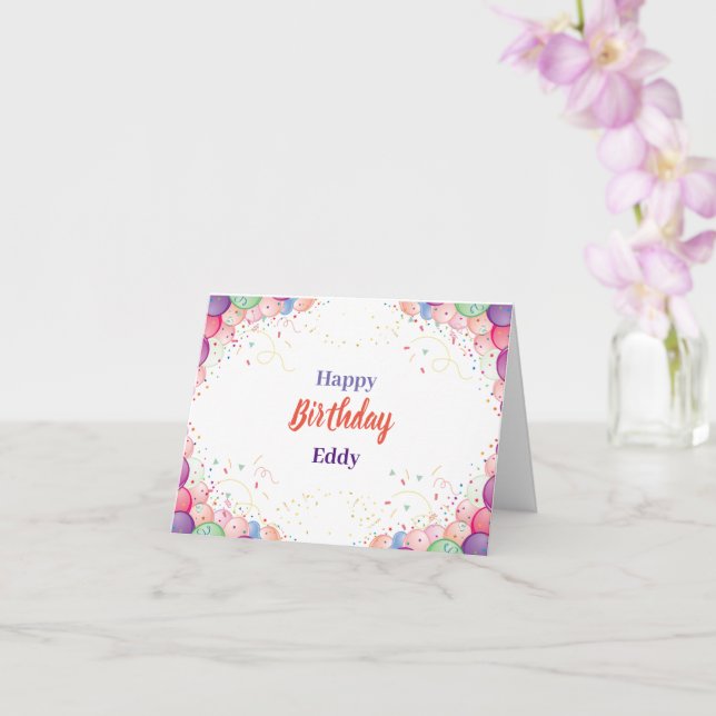 Baloon and Confetti filled Birthday Card (Orchid)