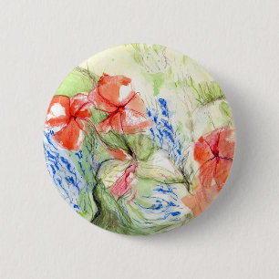 Balsam and Lobelia flowers 6 Cm Round Badge
