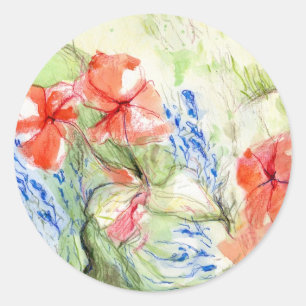 Balsam and Lobelia flowers Classic Round Sticker
