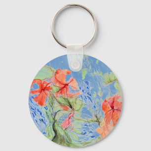 Balsam and Lobelia flowers Key Ring
