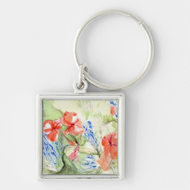 Balsam and Lobelia flowers Key Ring (Front)