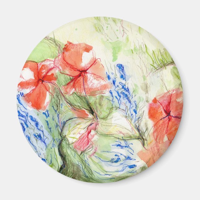 Balsam and Lobelia flowers Magnet (Front)