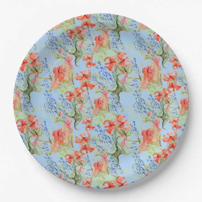 Balsam and Lobelia flowers Plate (Front)