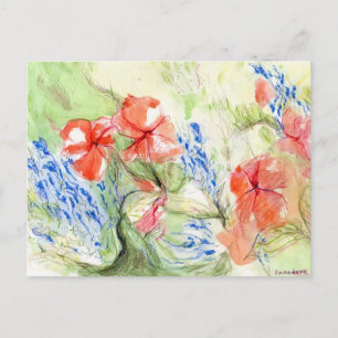 Balsam and Lobelia flowers Postcard