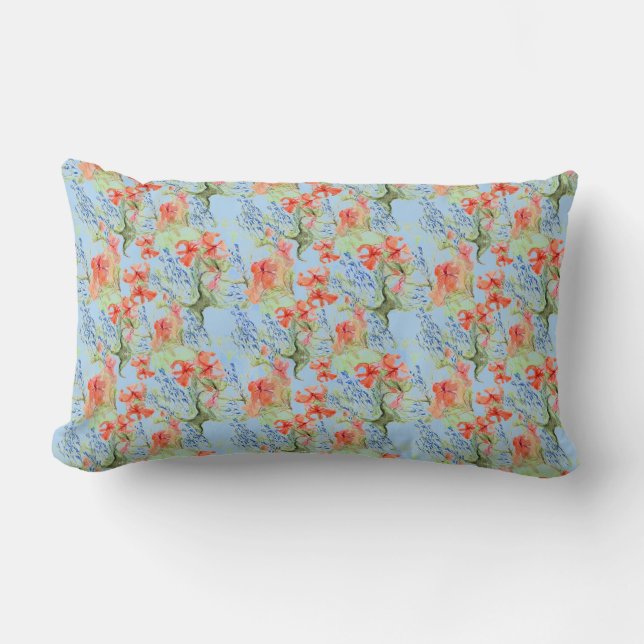 Balsam and Lobelia no 2 by Alexandra Cook Lumbar Cushion (Front)