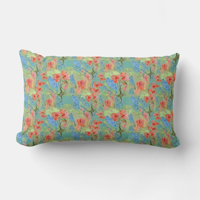 Balsam and Lobelia no 3 by Alexandra Cook Lumbar Cushion (Front)